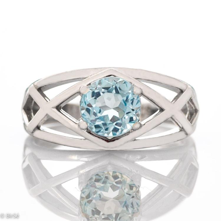 Silver Ring - Natural Blue Topaz 1,00 ct.