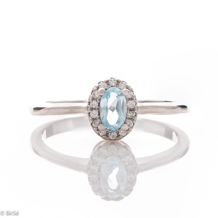 Silver ring - Natural Blue Topaz 0,28 ct.