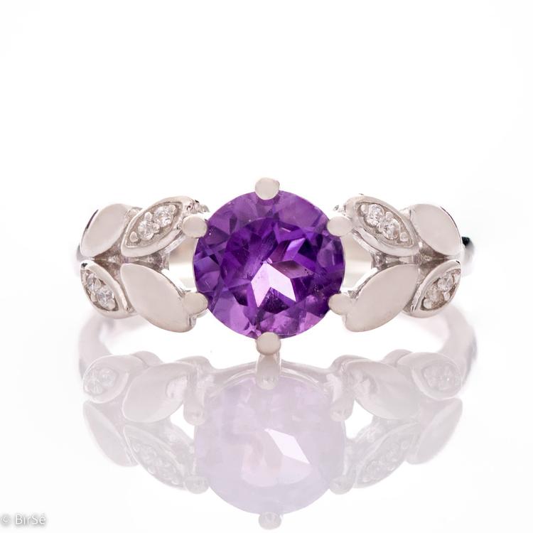 Silver ring Pineapple - Natural Amethyst 0,70 ct.