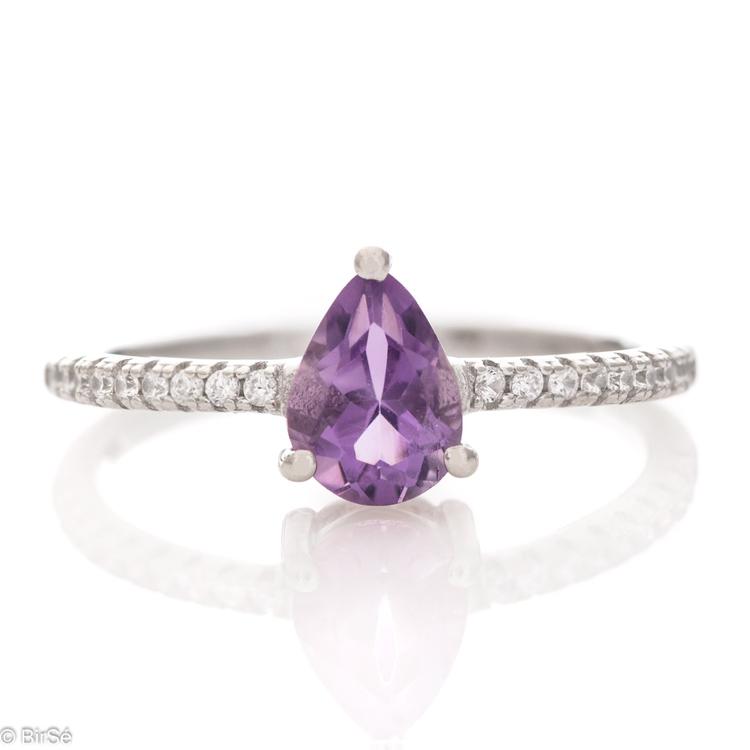 Silver ring - Natural Amethyst 0,65 ct.