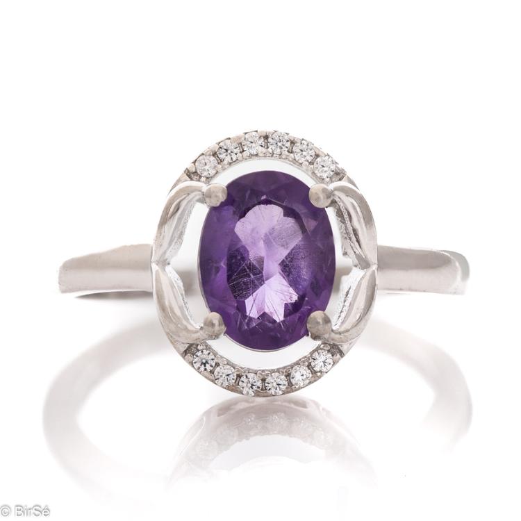 Silver ring - Natural Amethyst 0,85 ct.