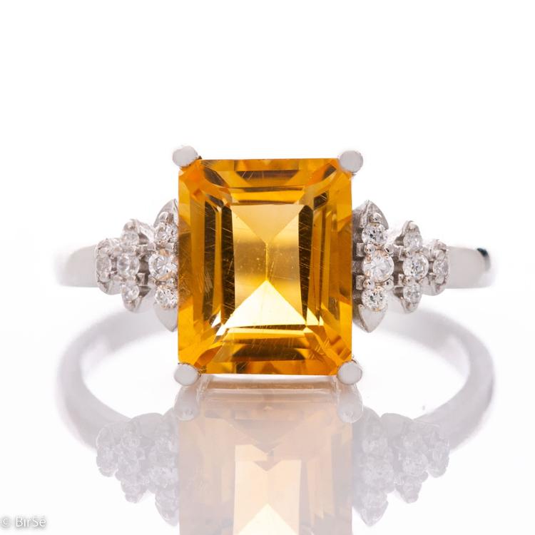 Silver ring Baguette - Natural Citrine 2,40 ct.