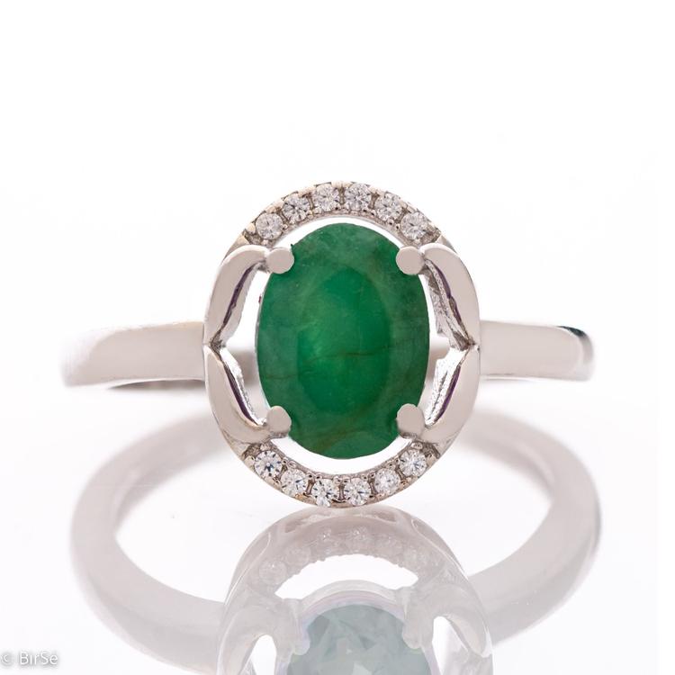 Silver Ring - Natural Emerald 0,85 ct.