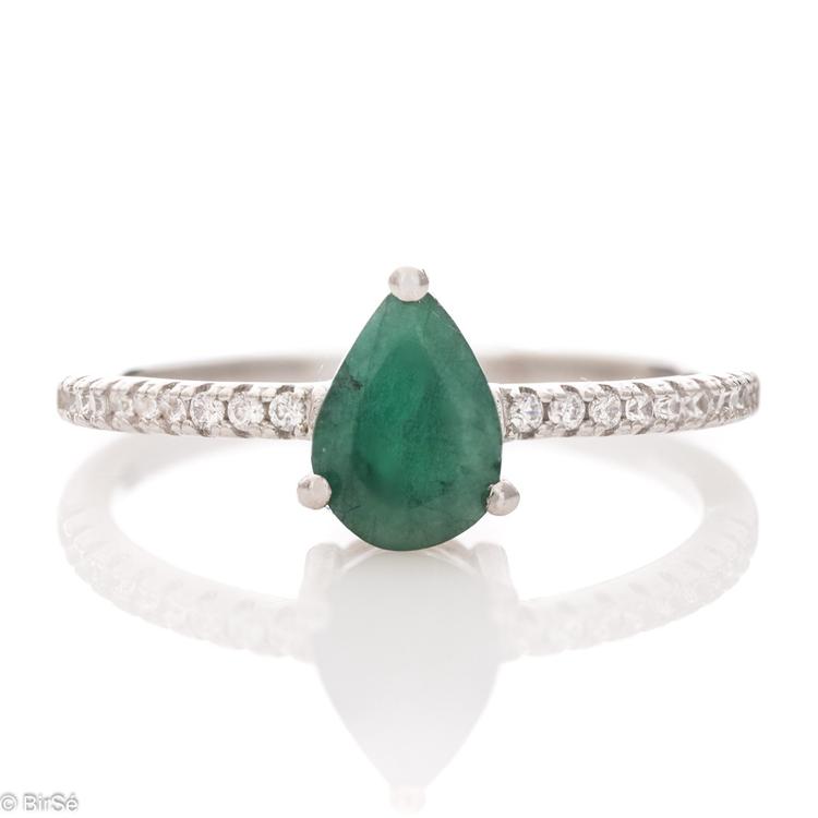 Silver ring - Natural emerald 0,70 ct.