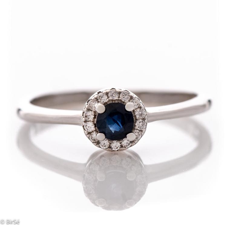 Silver ring - Natural Sapphire 0,34 ct.