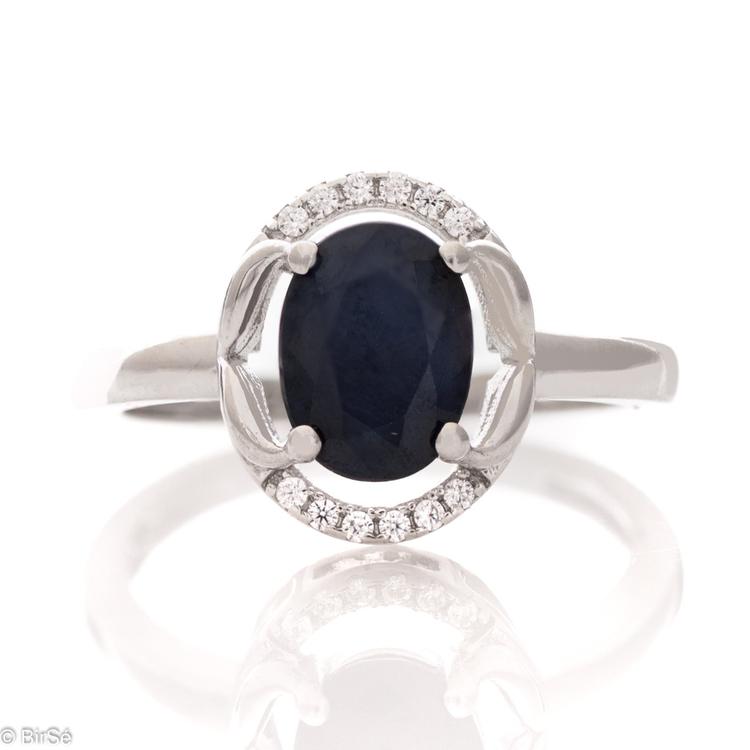 Silver ring - Natural Sapphire 1,00 ct.