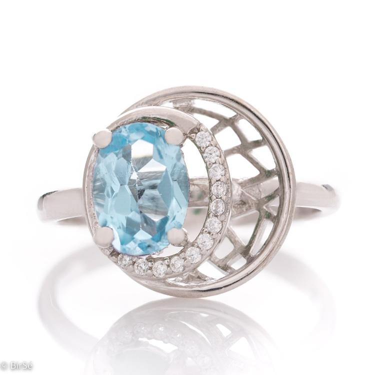 Silver ring - Natural Blue Topaz 1,60 ct.