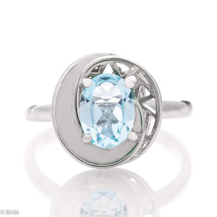 Silver ring - Natural Blue Topaz 1,60 ct.