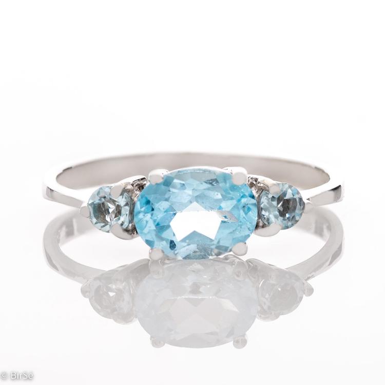 Silver ring - Natural Blue Topaz 2,20 ct.