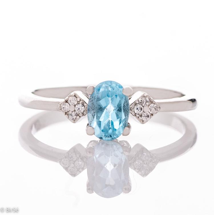 Silver ring - Natural Blue Topaz 1,60 ct.