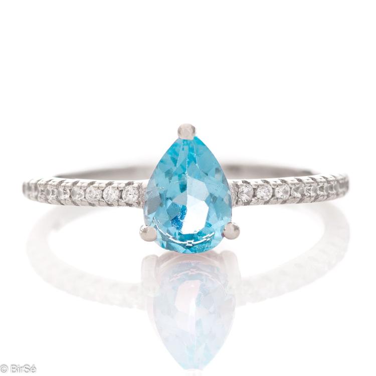 Silver Ring - Natural Blue Topaz 1,00 ct.