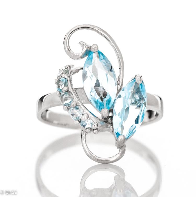 Silver Ring - Natural Blue Topaz 2,60 ct.