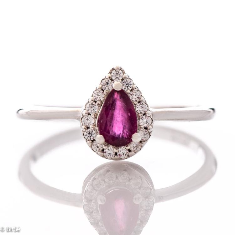 Silver ring - Drop Natural Ruby 0,50 ct.