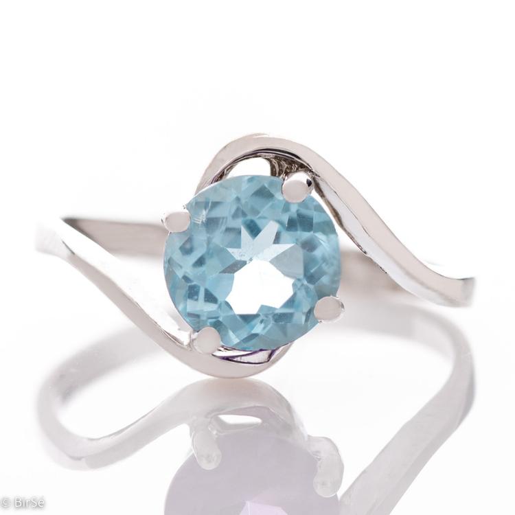 Silver Ring - Natural Blue Topaz 1,55 ct.