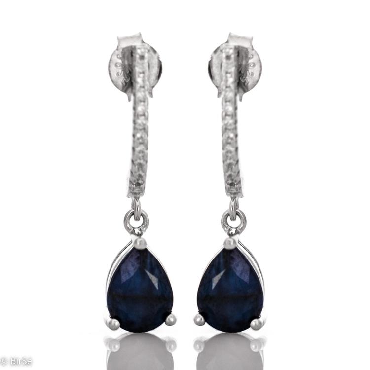 Silver earrings - Natural Sapphire 1,50 ct.