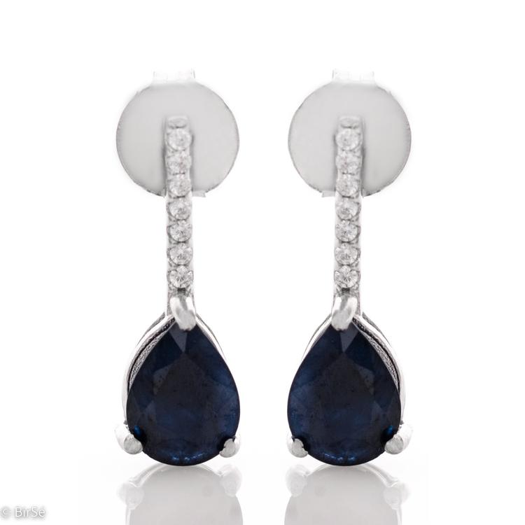 Silver earrings - Natural sapphire 1,50 ct.