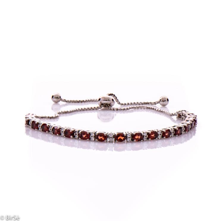 Silver bracelet - Natural garnet 115