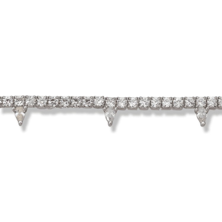 Silver Bracelet - Row of zircons