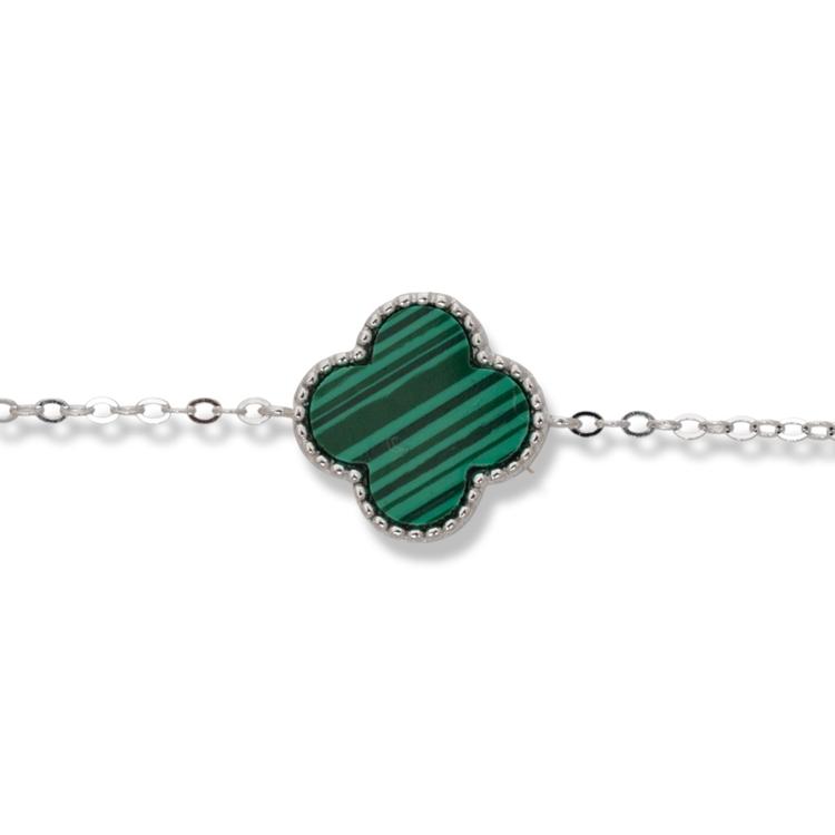 Silver Bracelet with Malachite