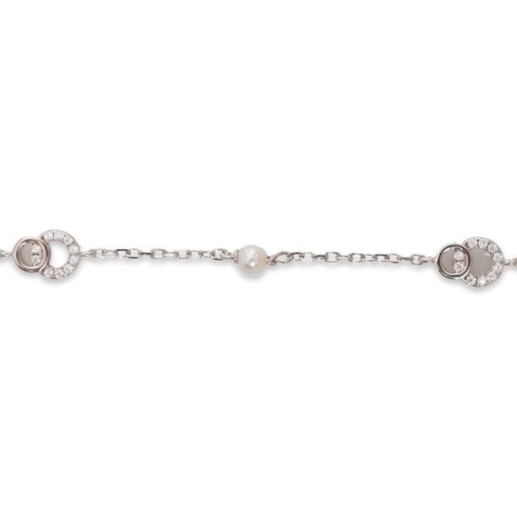 Silver bracelet - Circles and Pearl