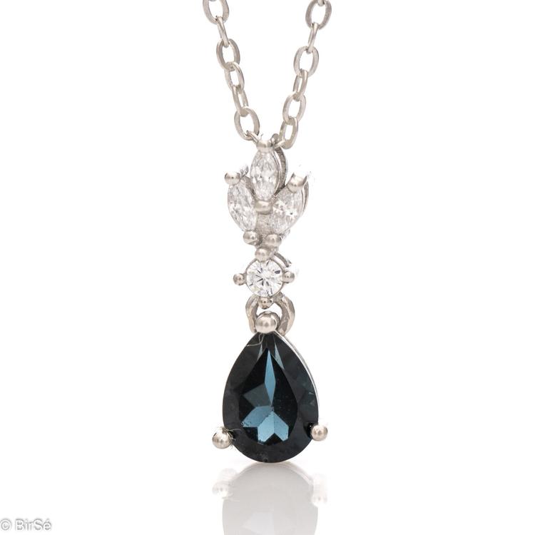 Silver necklace - Natural London topaz 1,00 ct.