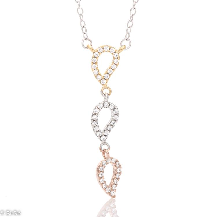 Silver necklace - Pendant Three colors