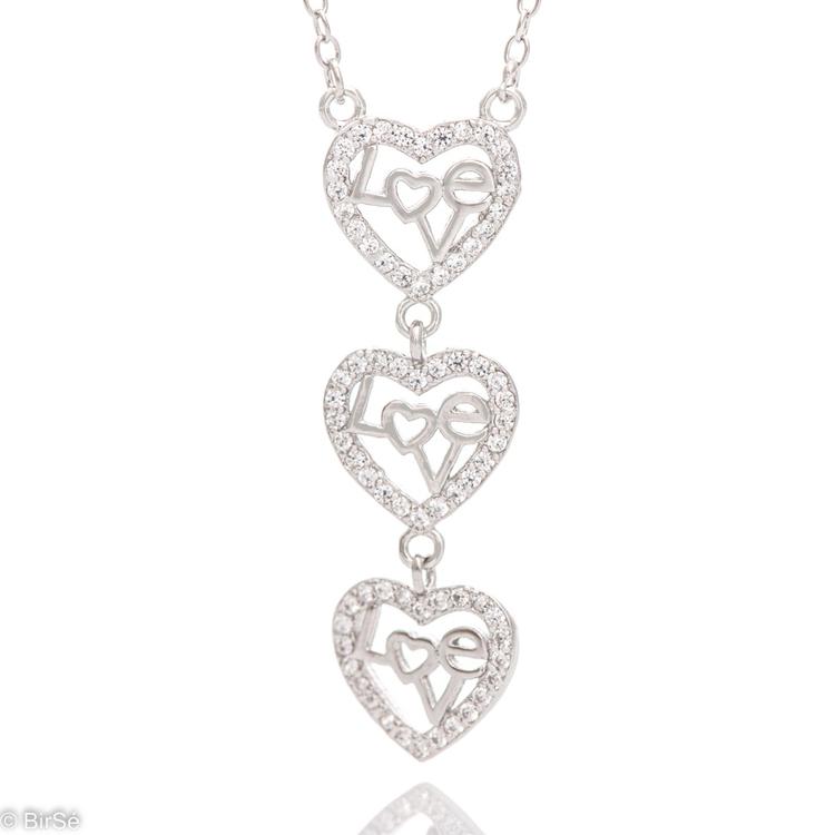 Silver Necklace - Three Hearts