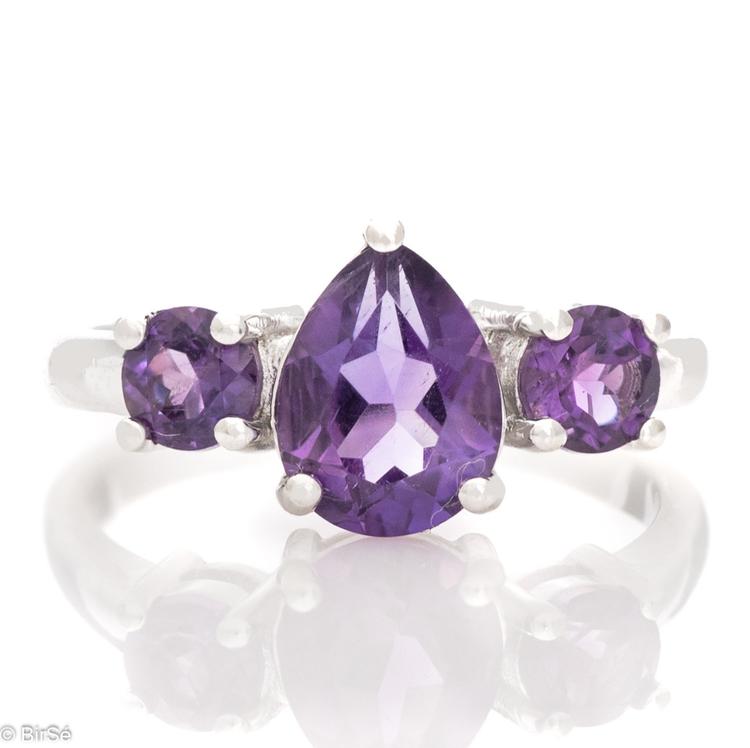 Silver ring - Natural Amethyst 1,25 ct.