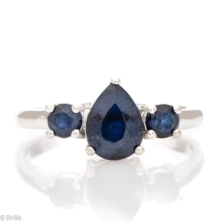 Silver ring - Natural Sapphire 1,68 ct.