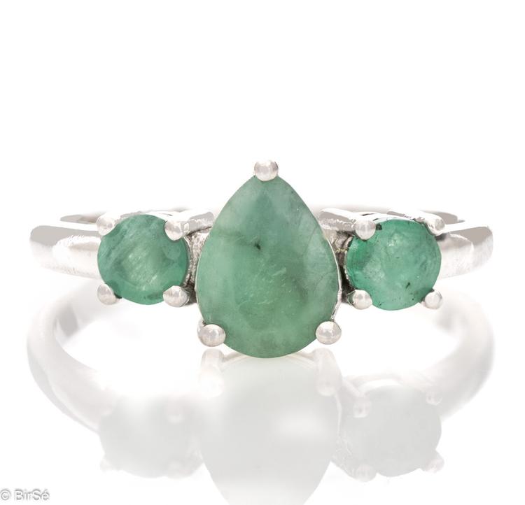 Silver Ring - Natural Emerald 1,60 ct.