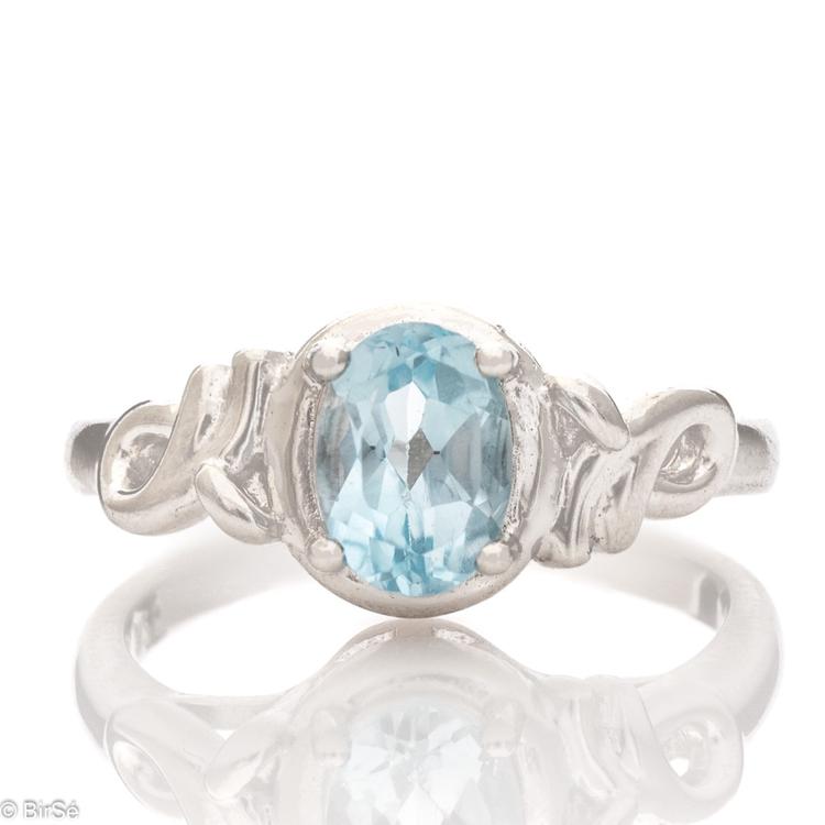 Silver Ring - Natural Blue Topaz 1,10 ct.