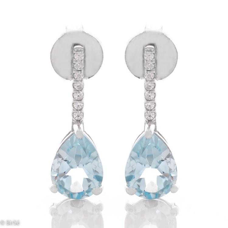 Silver earrings - Natural Blue Topaz 2,00 ct.