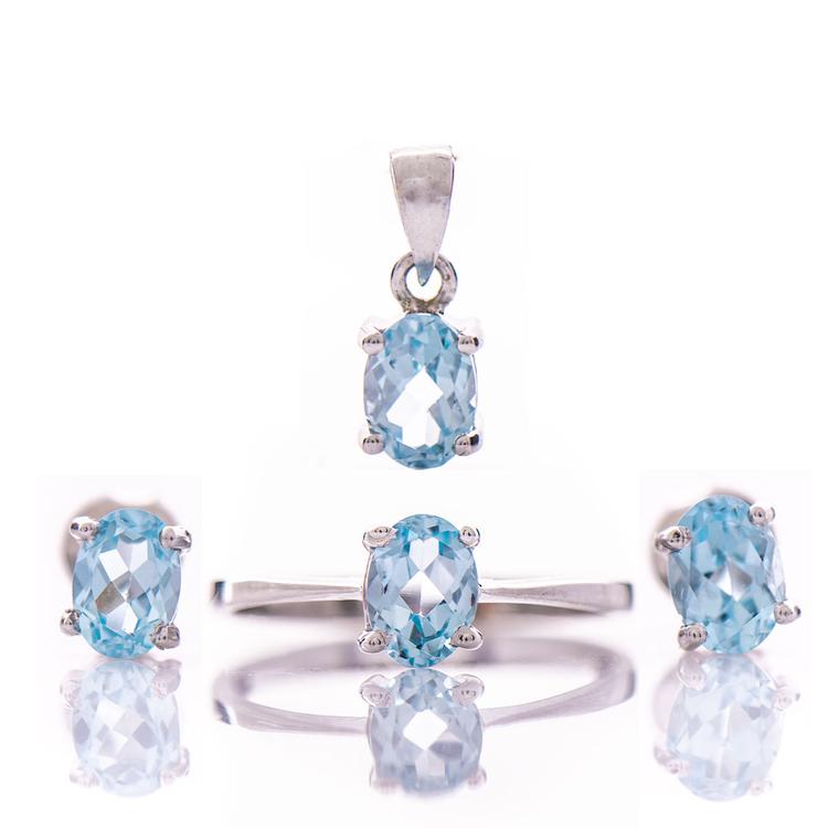 Silver set - Natural blue topaz