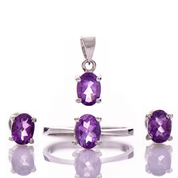 Silver set - Natural amethyst