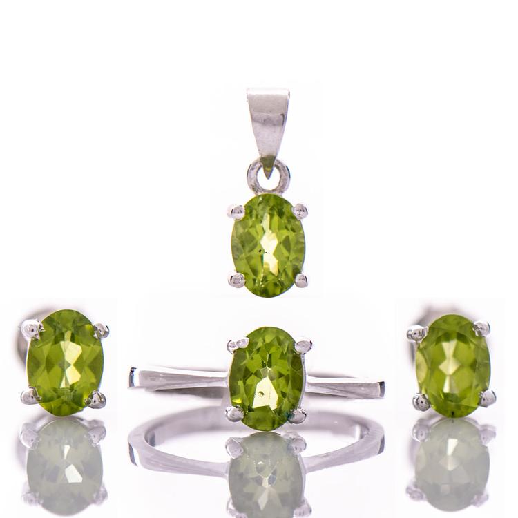 Silver set - Natural peridot