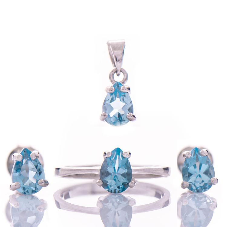 Silver set - Natural blue topaz