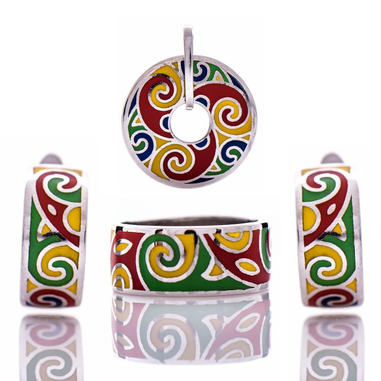 Silver set - Enamel