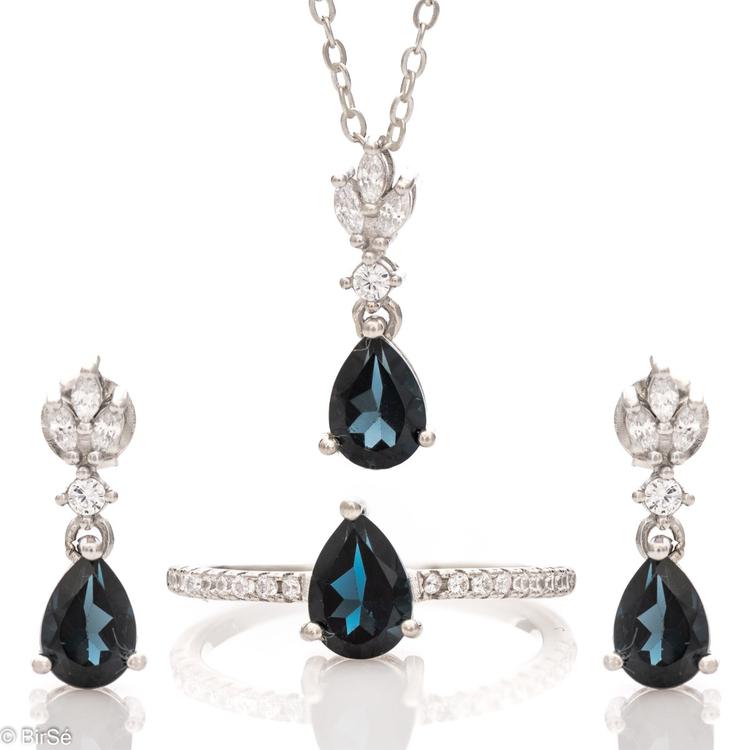 Silver set - Natural London topaz 4,00 ct.