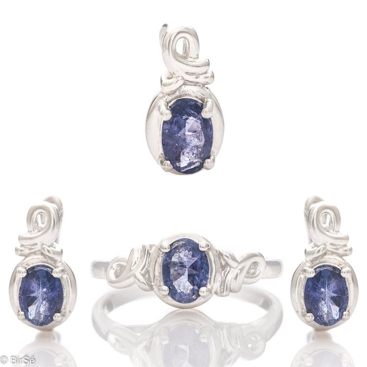 Silver set - Natural Tanzanite 3,56 ct.