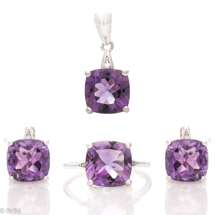 Silver set - Natural Amethyst 13,20 ct.