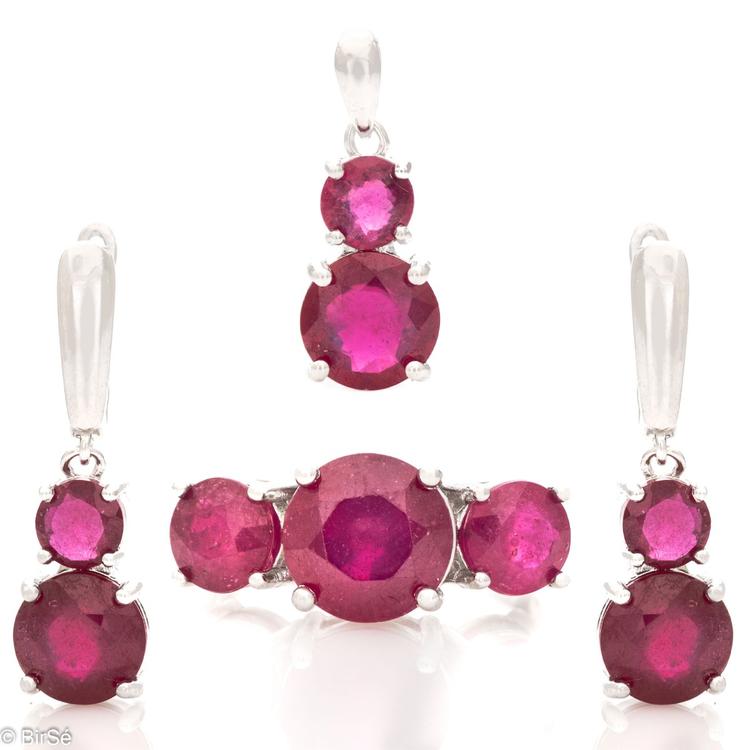 Silver set - Natural Ruby 17,25 ct.