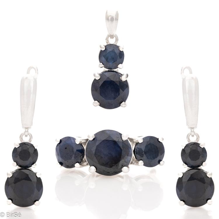 Silver set - Natural Sapphire 17,25 ct.