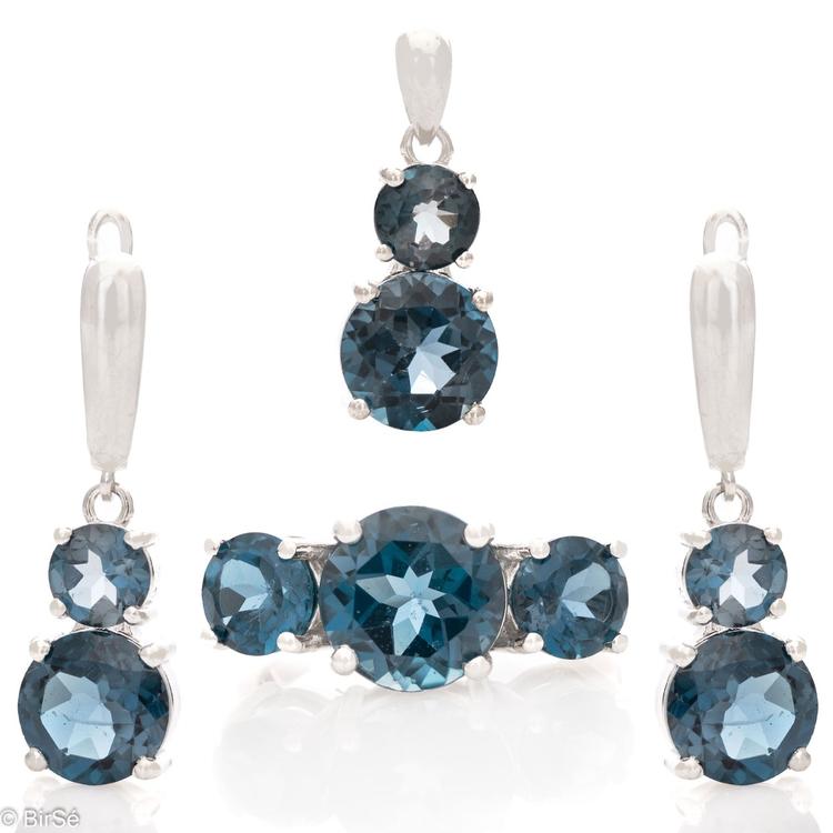 Silver set - Natural London topaz 15,00 ct.