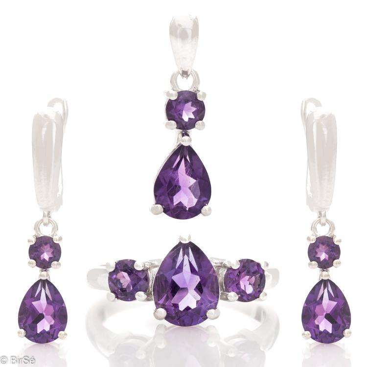 Silver set - Natural Amethyst 4,40 ct.