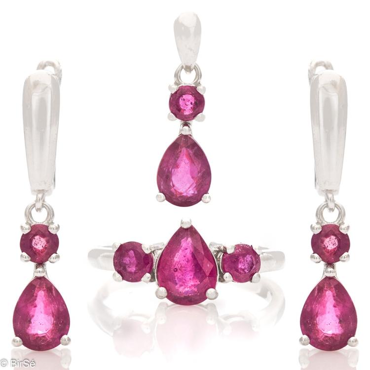 Silver set - Natural Ruby 5,70 ct.