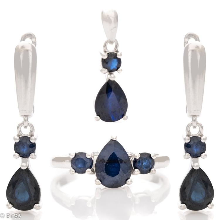 Silver set - Natural Sapphire 5,70 ct.