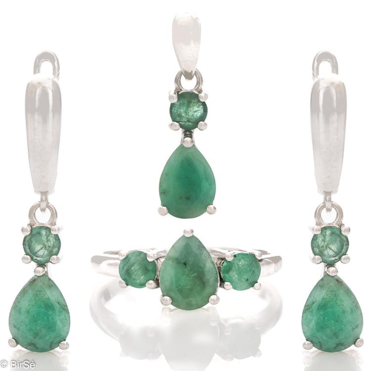 Silver set - Natural Emerald 5,56 ct.