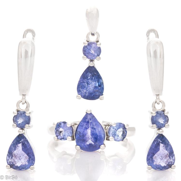 Silver set - Natural Tanzanite 5,00 ct.