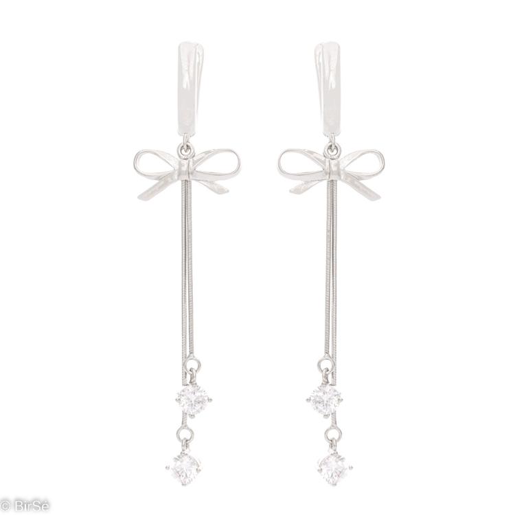 Hanging Silver Earrings - Ribbons