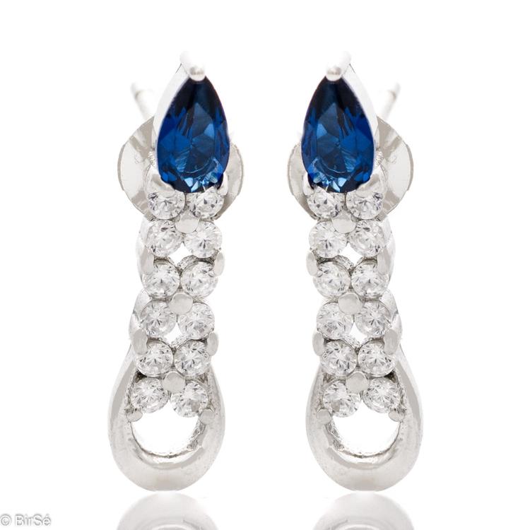 Silver earrings - Sapphire and Zirconi